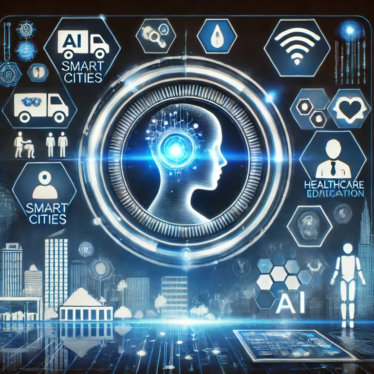 Yapay zeka ajanlarının iş başında olduğu bir görsel: Parlak holografik bir arayüz, büyük bir ekranda veri analiz ediyor